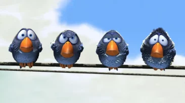 For the Birds Pixar short film 2000 group of birds on wire animation still