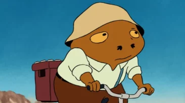 Scene from Walter 2019 showing animated character on desert journey