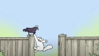 Simon’s Cat 2008 animation showing cat knocking over bowl in playful mischief