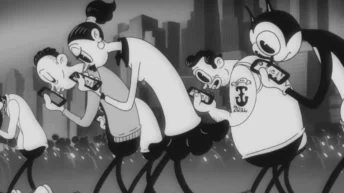 Steve Cutts animation Are You Lost in the World Like Me black and white art