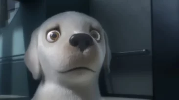Pip animated short film 2018 scene showing brave little dog training to be a service helper