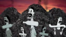 Scene from The Turning Point short film showing environmental destruction due to human activity