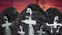 Scene from The Turning Point short film showing environmental destruction due to human activity