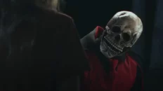 Dressed kids walking through a foggy street in Trick or Treat 2021 Halloween encounter scene