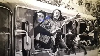 Scene from A Taxi Driver 2017 showing the taxi driver and journalist during the Gwangju Uprising