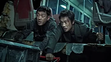 Scene from Ashfall (2019) showing Baekdu Mountain eruption in the Korean disaster movie