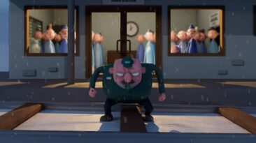 Animated scene from Blowing Off Steam showing visual symbolism of stress, control, and emotional release in a short film
